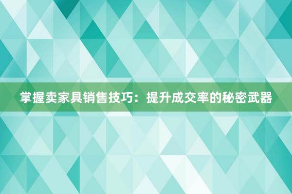 掌握卖家具销售技巧：提升成交率的秘密武器